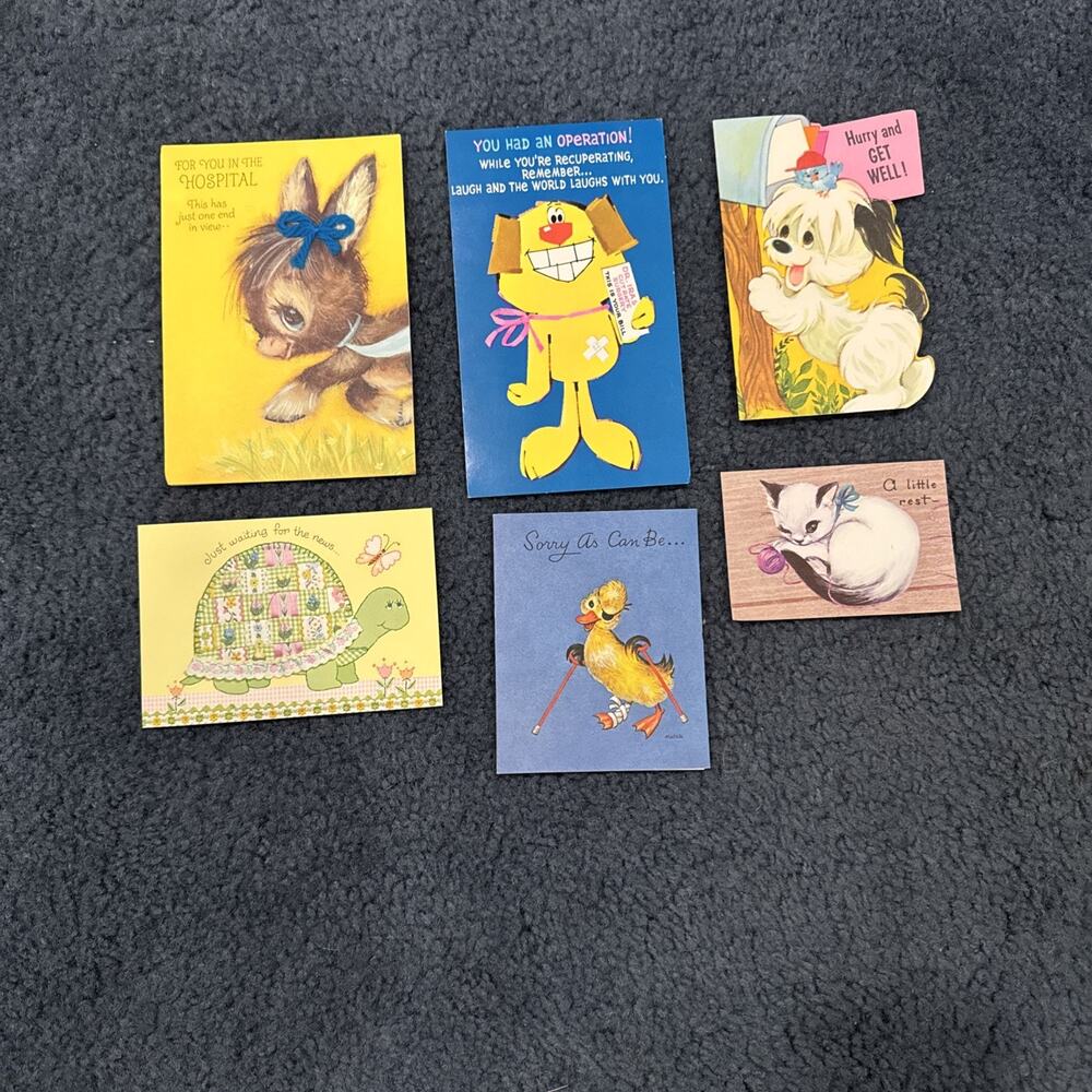 Vintage a lot of 6 used get well cards